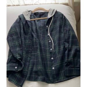 flannel button-up with hood